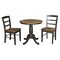 International Concepts 30 in. Round Pedestal Dining Table with 2 Madrid LadderBack Chairs K45-30RT-C2-2 - alternate 1